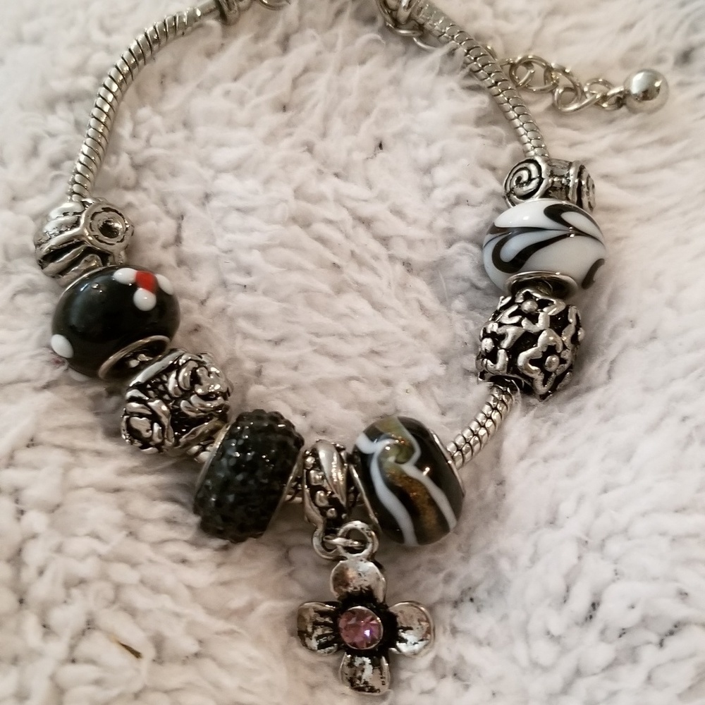 Black & Purple Crystal Bracelet